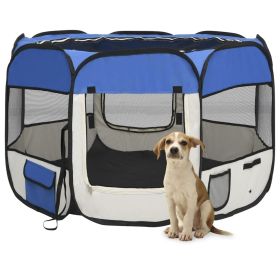 Foldable Dog Playpen with Carrying Bag Blue 35.4"x35.4"x22.8" Foldable Dog Playpen with Carrying Bag Blue 35.4"x35.4"x22.8"